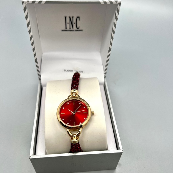 I.N.C. International Concepts Red & Gold Womens Quartz Watch - Picture 1 of 6